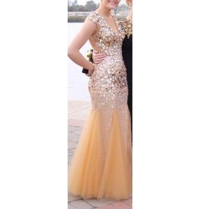 Backless Detailed Prom/Pageant Dress